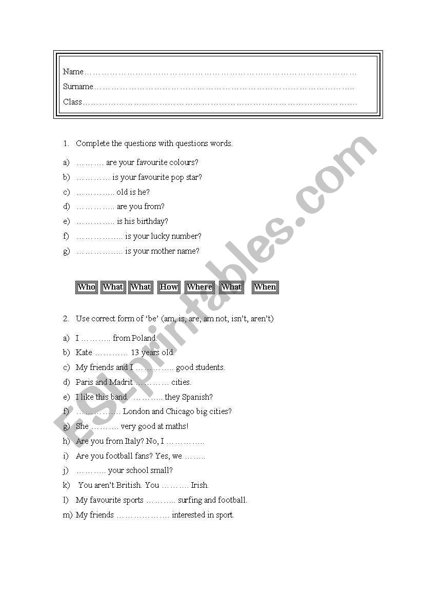 elementary_test worksheet