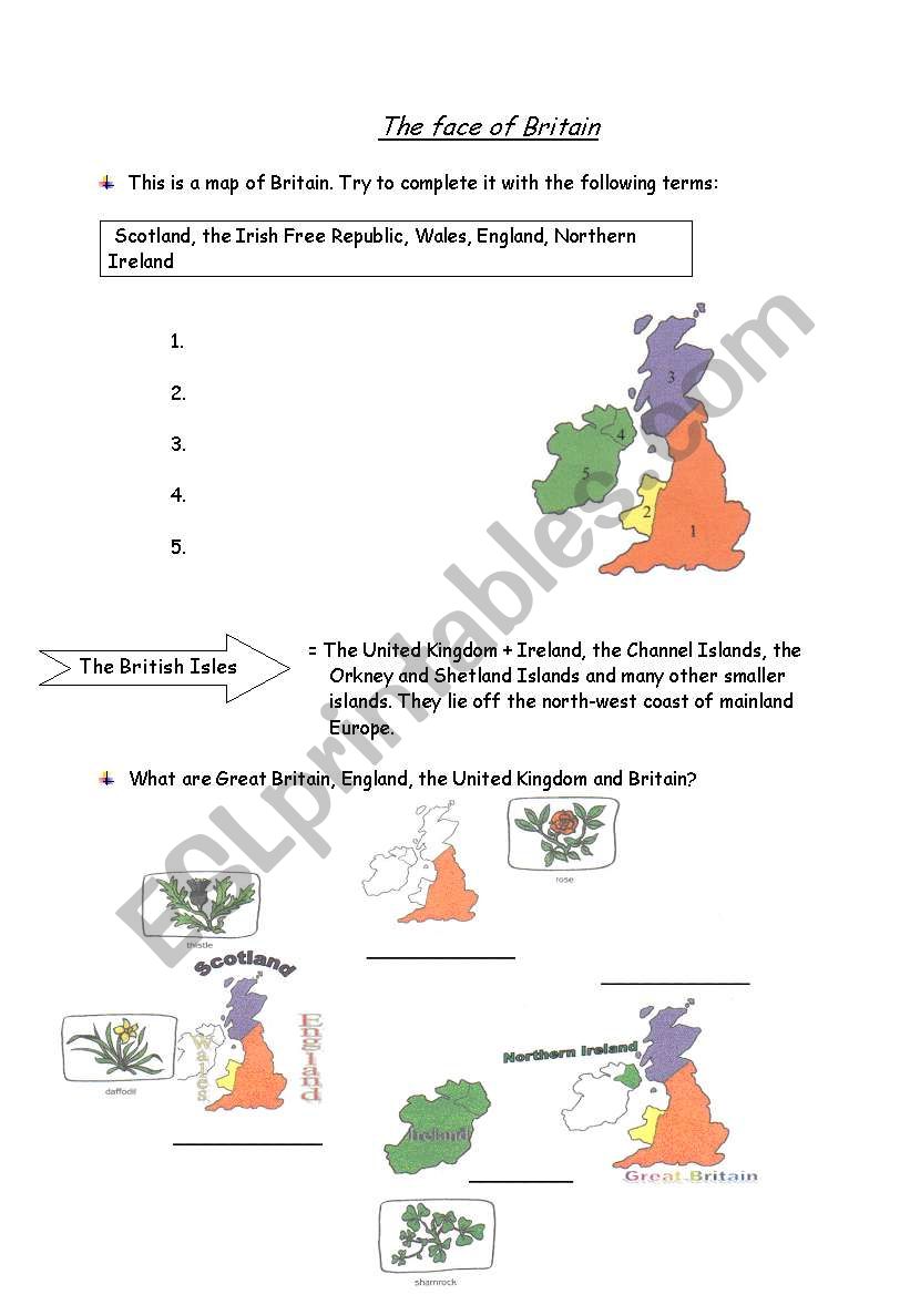 The face of Britain worksheet