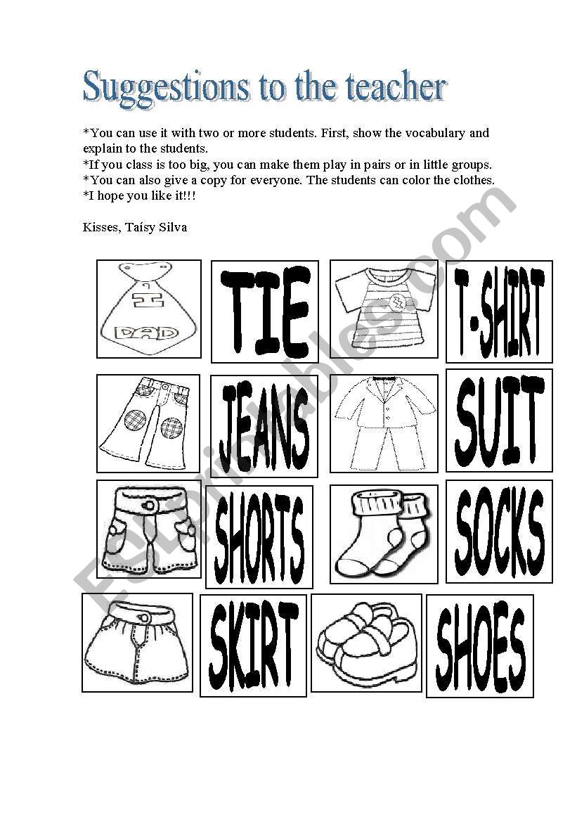 Memory game - CLOTHES worksheet