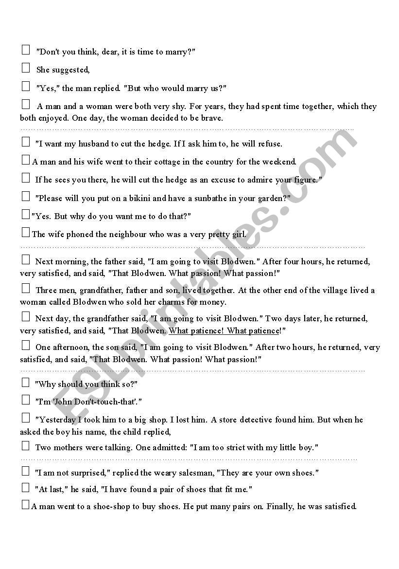 JOKES worksheet