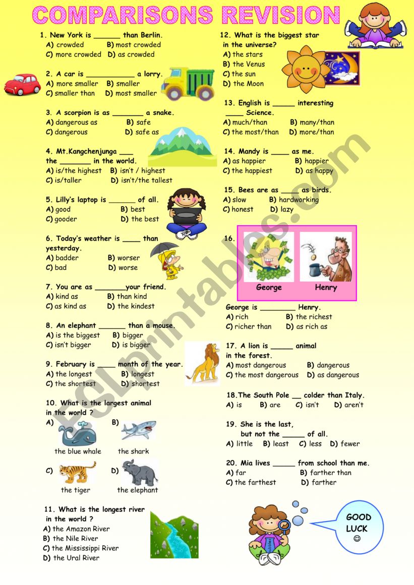 comparisons revision multiple choice