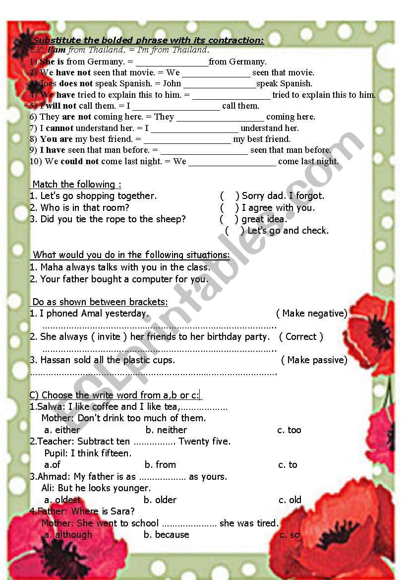 language ex worksheet