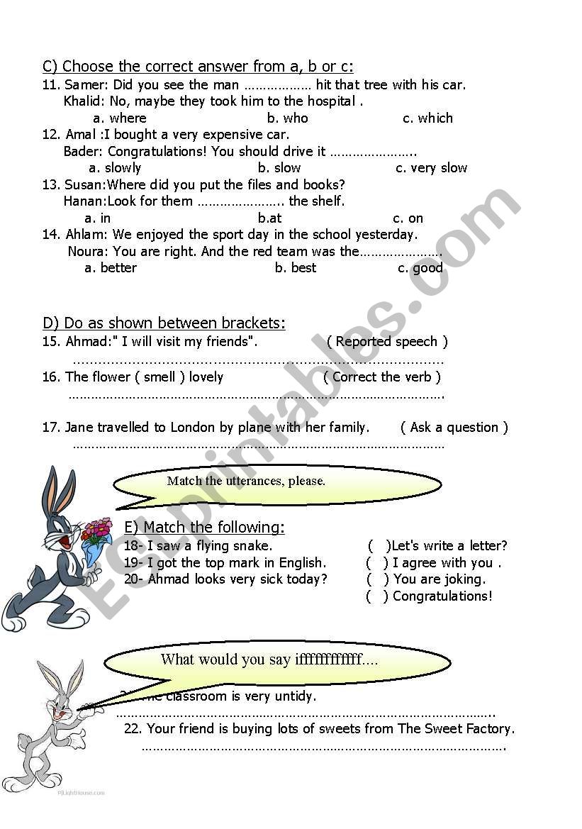 language ex worksheet