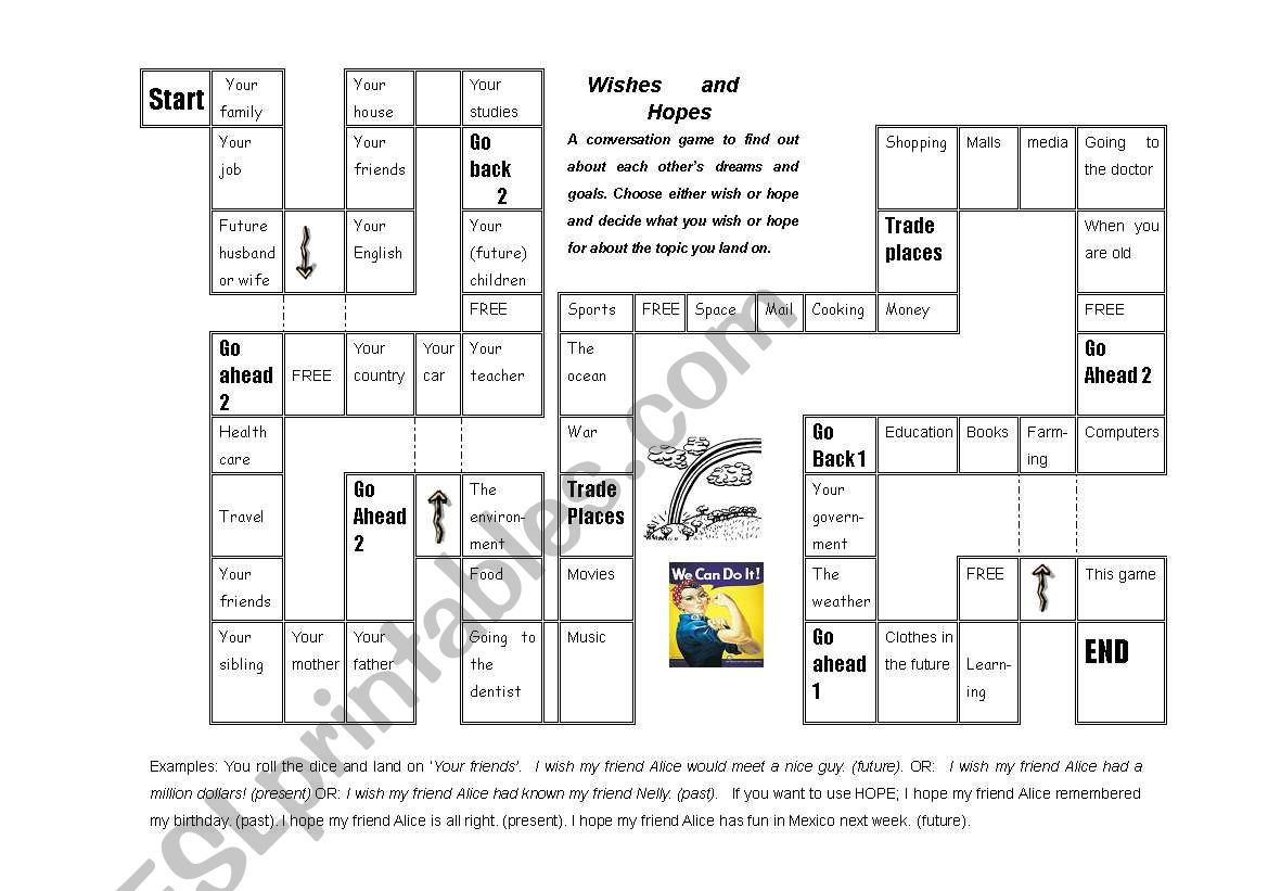wishfor boardgame worksheet