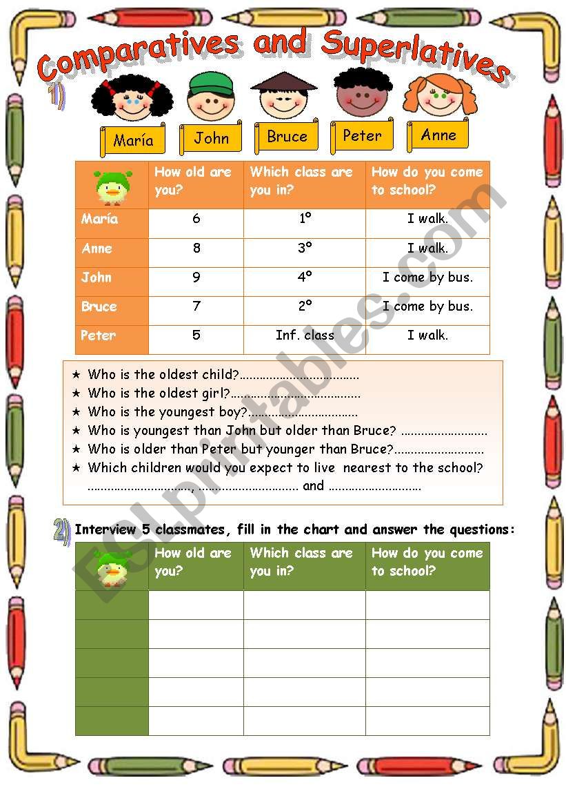 Comparatives and Superlatives worksheet