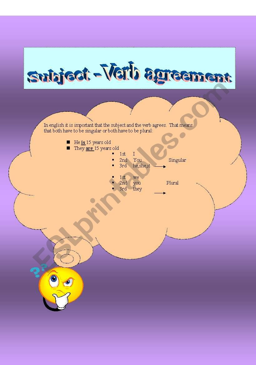 Subject & Verb must agree worksheet