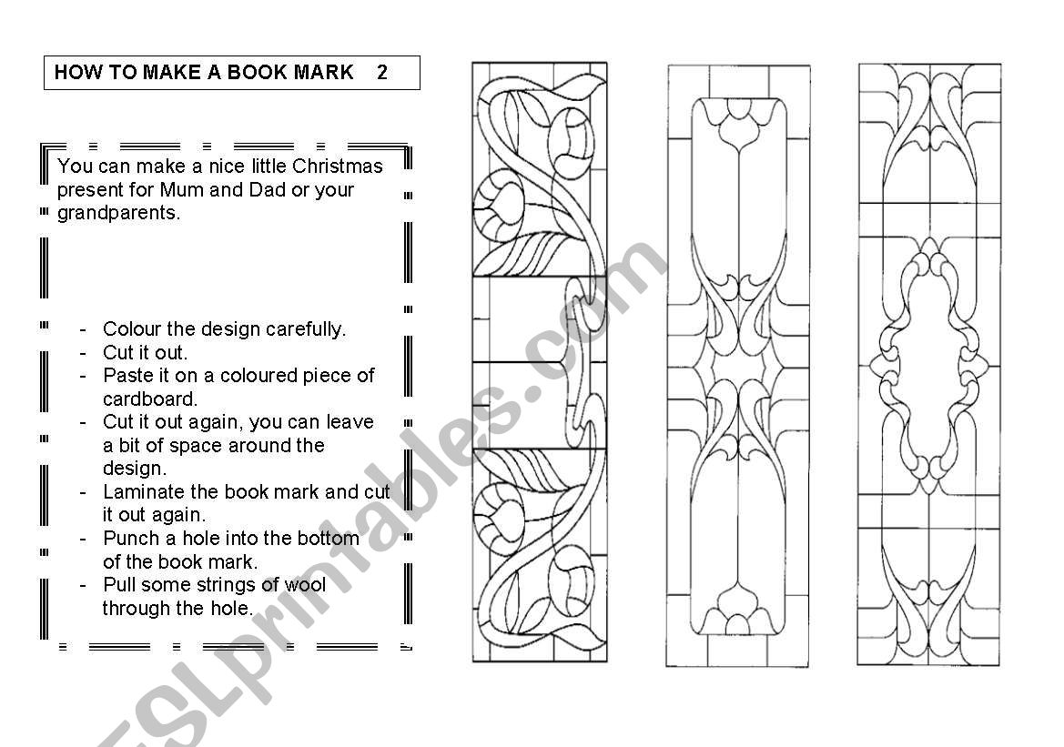 How to make a book mark   2/3 worksheet