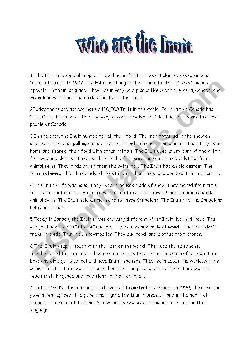 reading and writing test worksheet