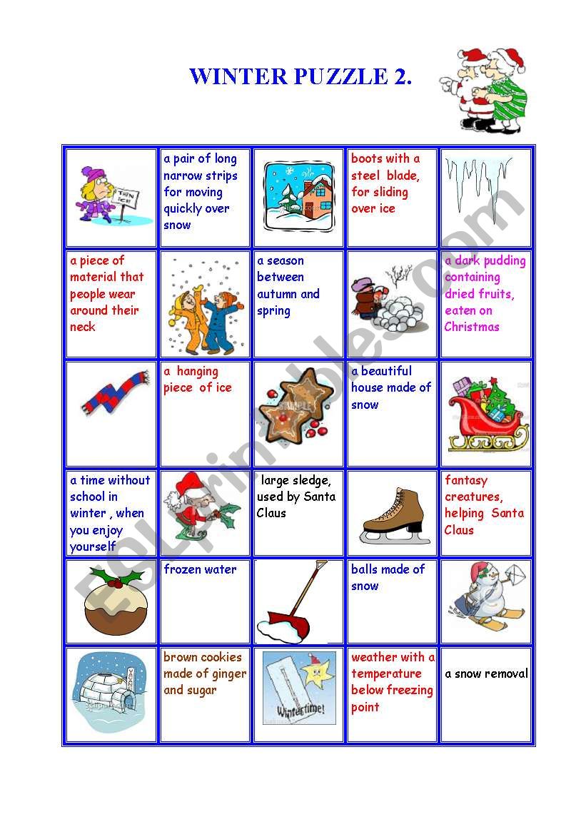 WINTER PUZZLE 2. worksheet