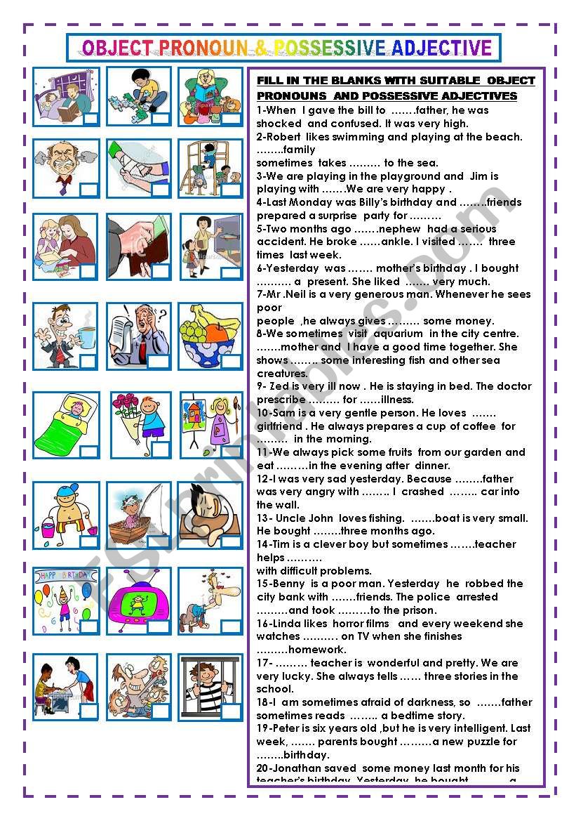 OBJECT PRONOUN AND POSSESSIVE ADJECTIVE