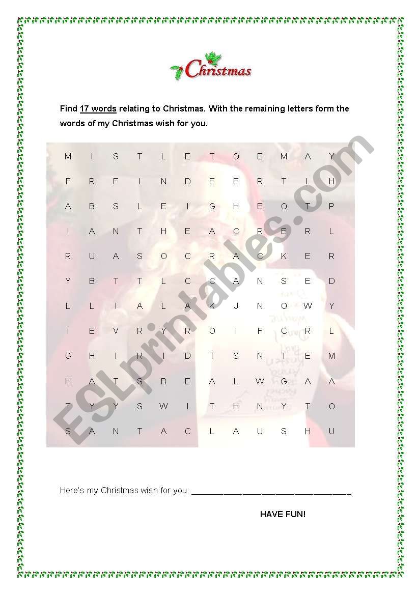 Christmas Word Search worksheet