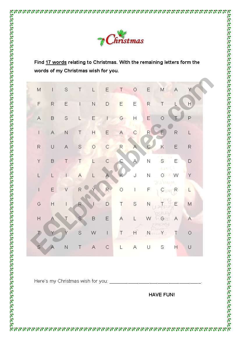 Christmas Word Search worksheet