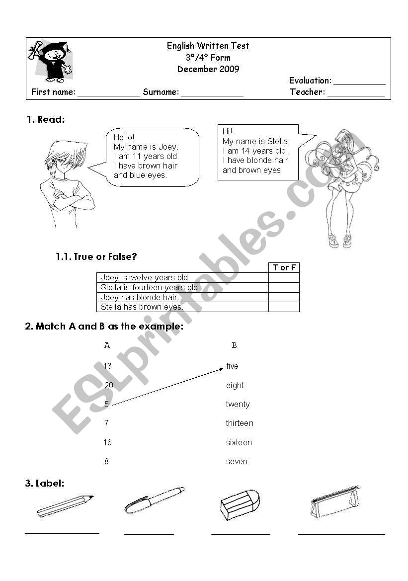 1st term test - part1 worksheet