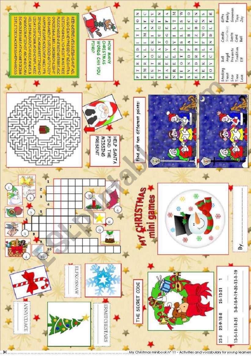 My Christmas mini games worksheet