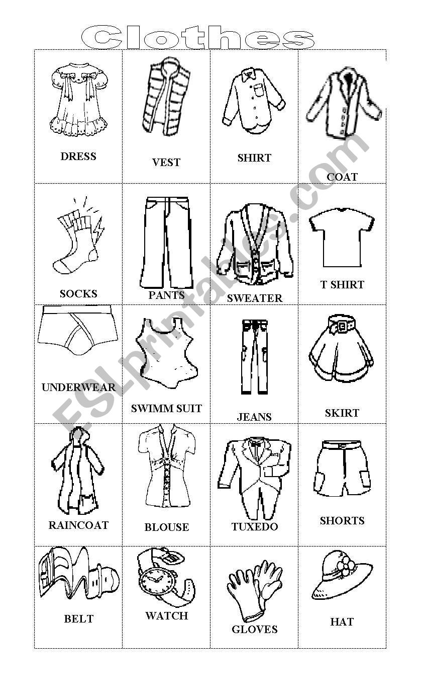 CLOTHES worksheet