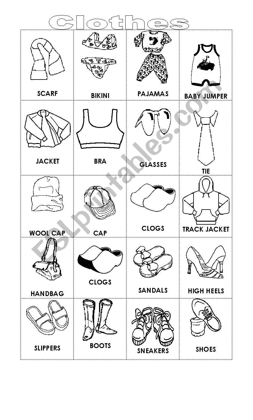 My clothes exercises AND FLASHCARDS TOO ! (2 pages) - ESL