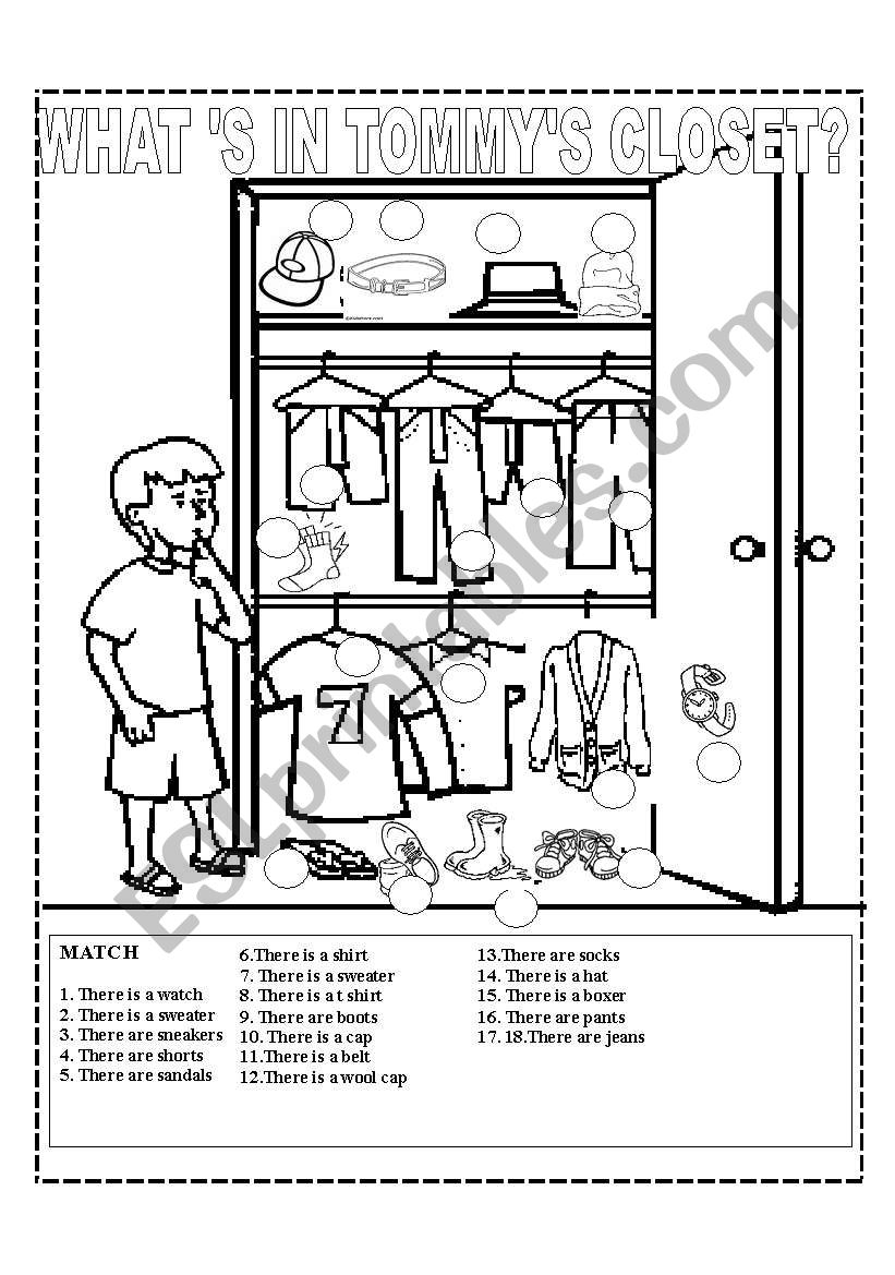 Whats in Tommys closet? worksheet