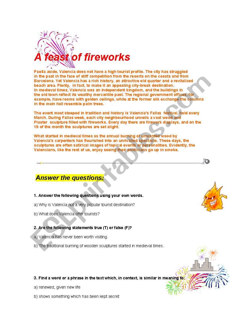 a feast of fireworks worksheet