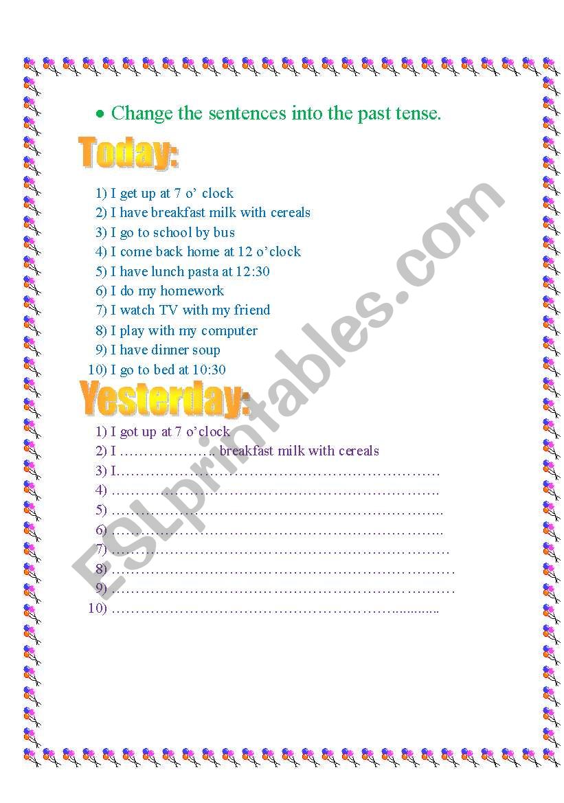 english-worksheets-change-the-sentences-into-the-past-tense