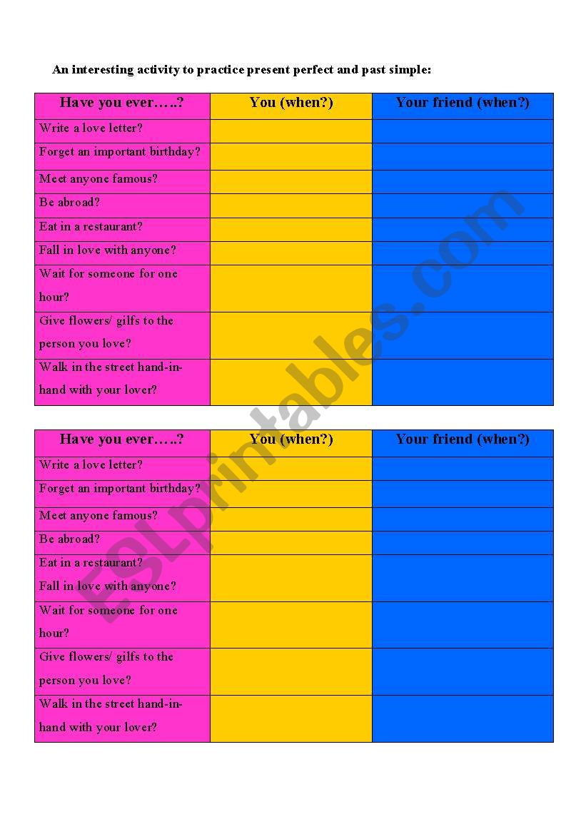present perfect or past simple