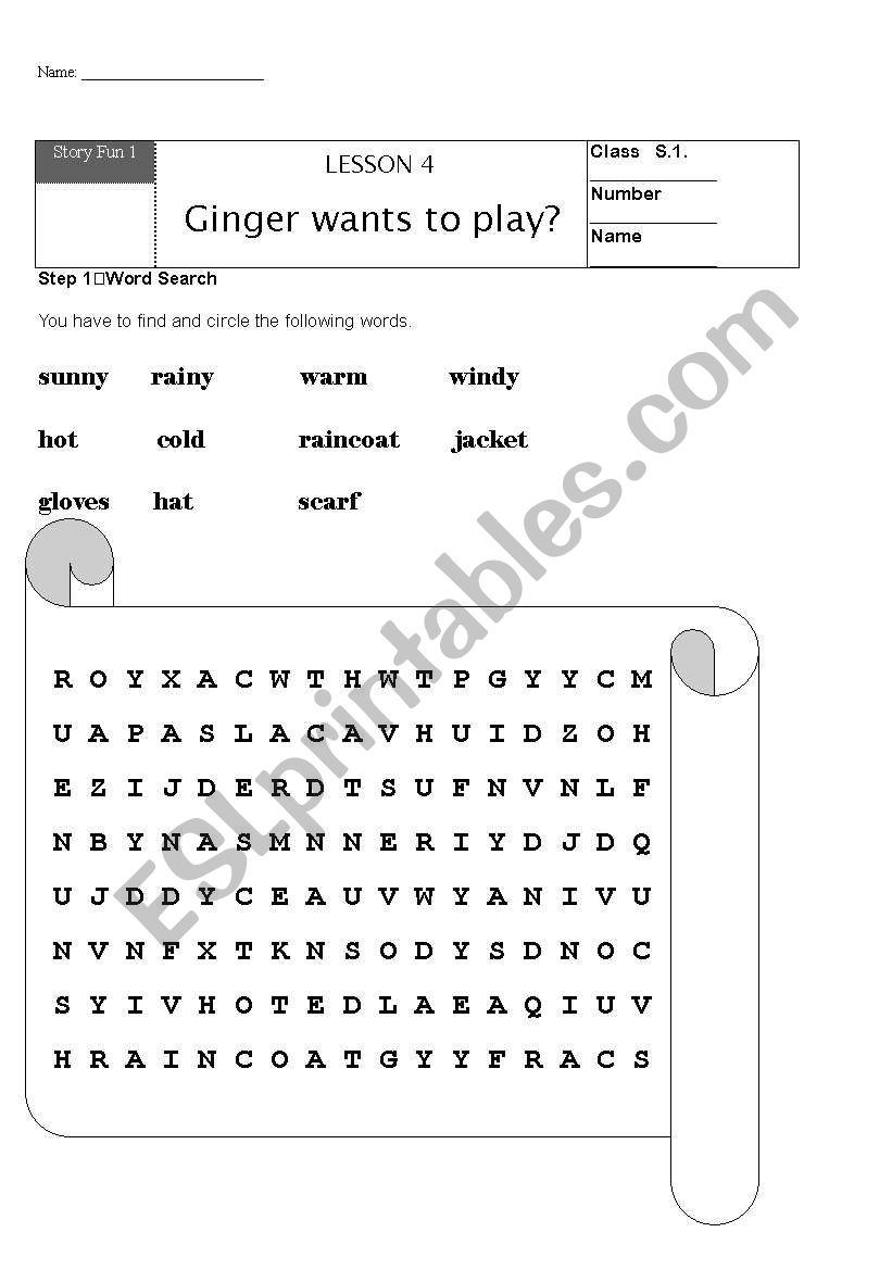 Weather word serach (2 pages) worksheet