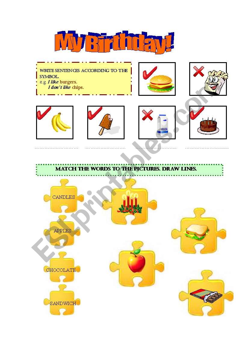 TEST FOOD ELEMENTARY worksheet