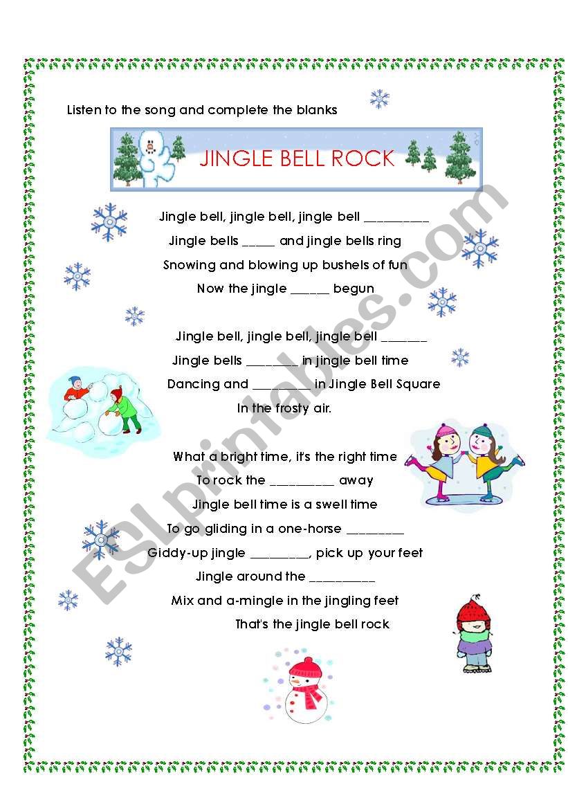 Jingle Bell Rock. Fill in the gaps - ESL worksheet by pia23_