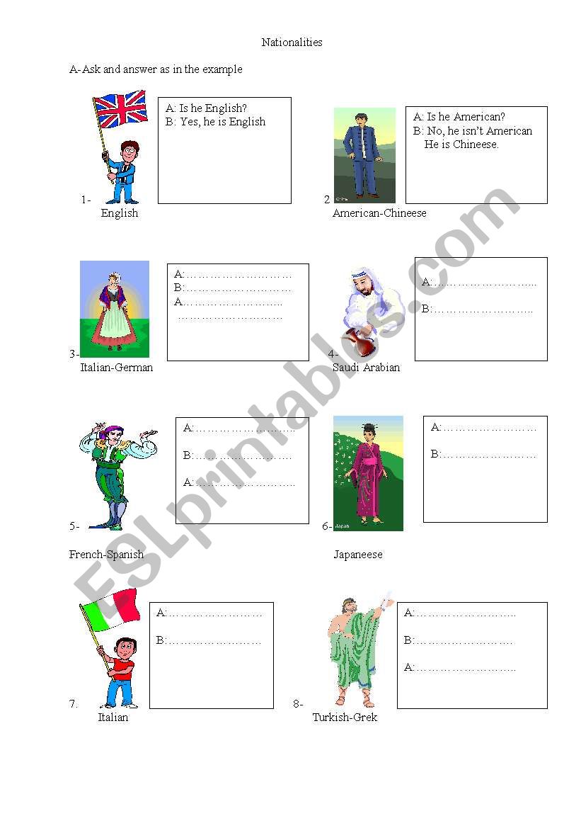 Nationalities worksheet