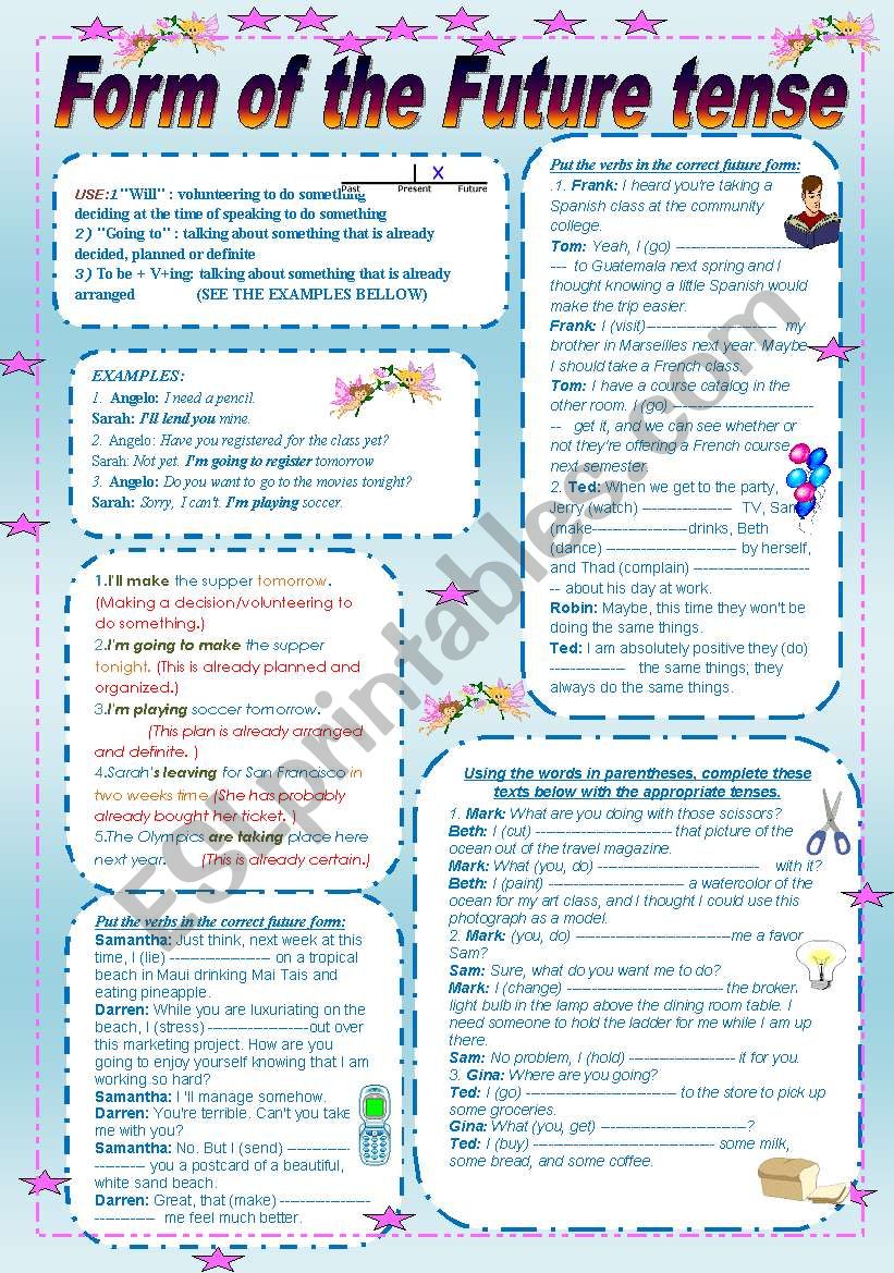 Form of the future tense worksheet