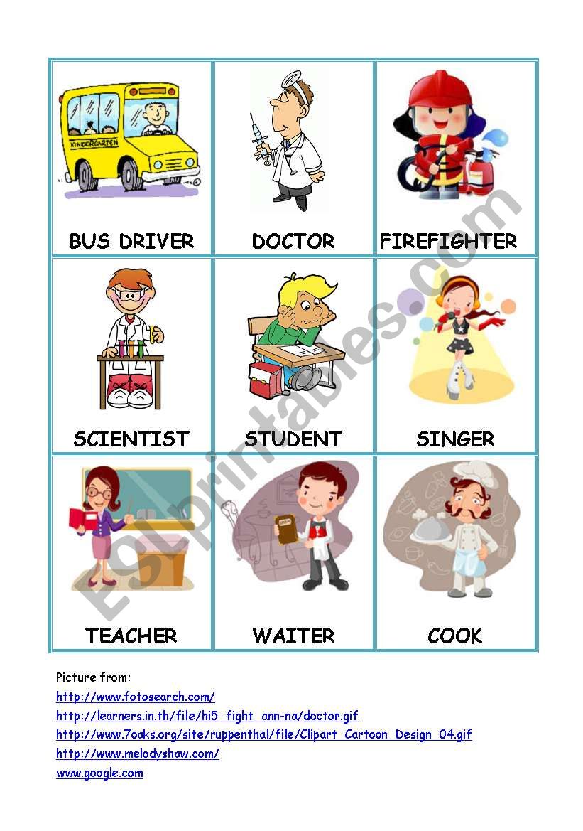 JOBS FLASHCARD worksheet