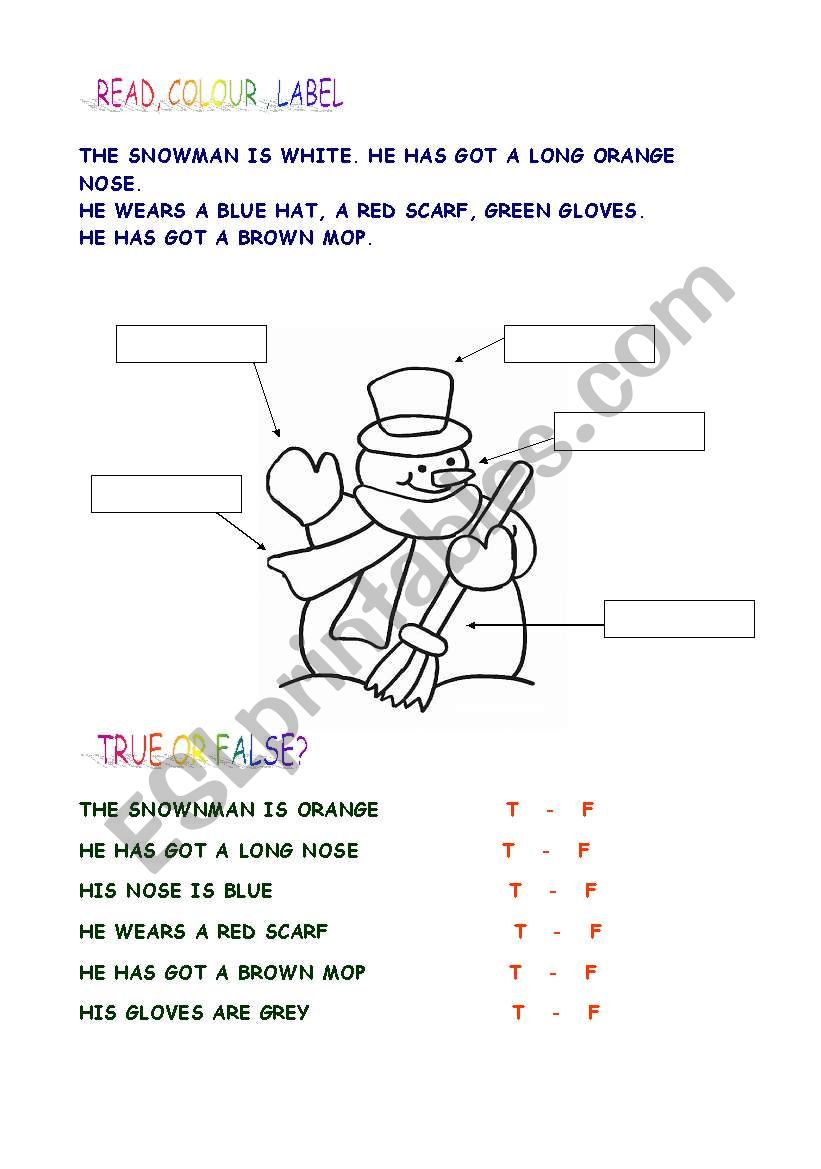 SNOWMAN worksheet