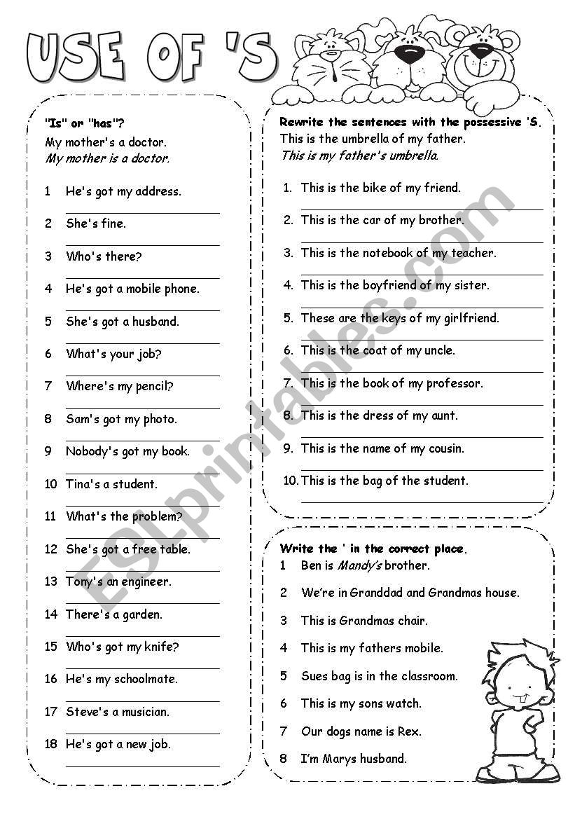 Use of S worksheet