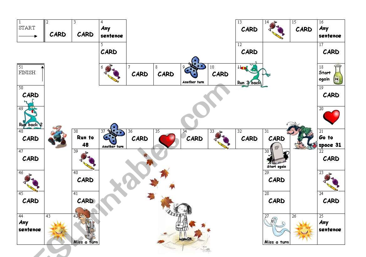 Gameboard - Verb tenses worksheet