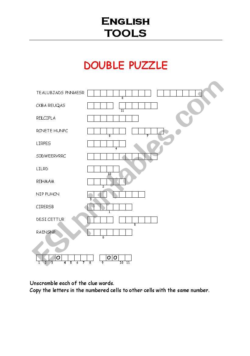 TOOLS Double Puzzle worksheet