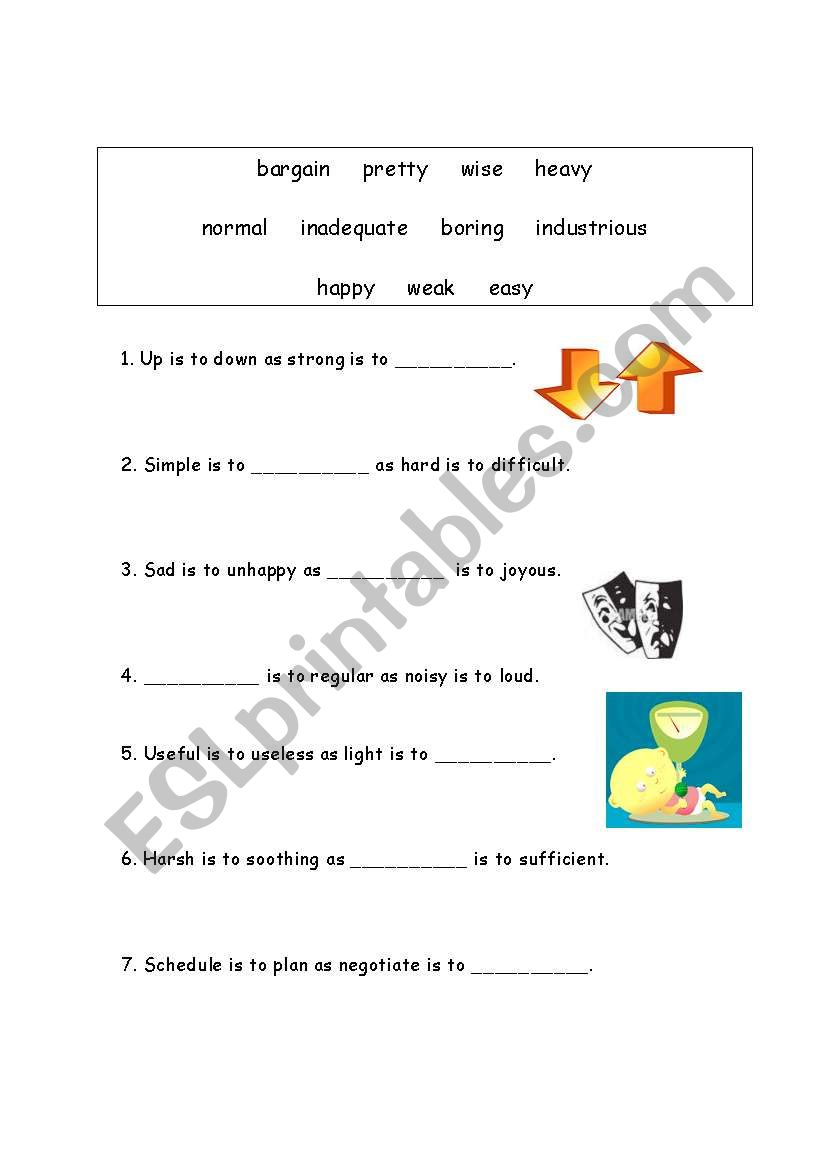 Synonyms and Antonyms worksheet