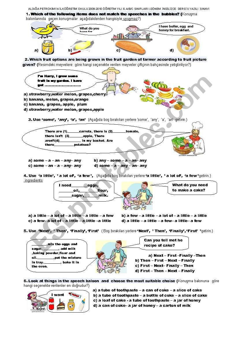 An exam for 6th grade(part one)