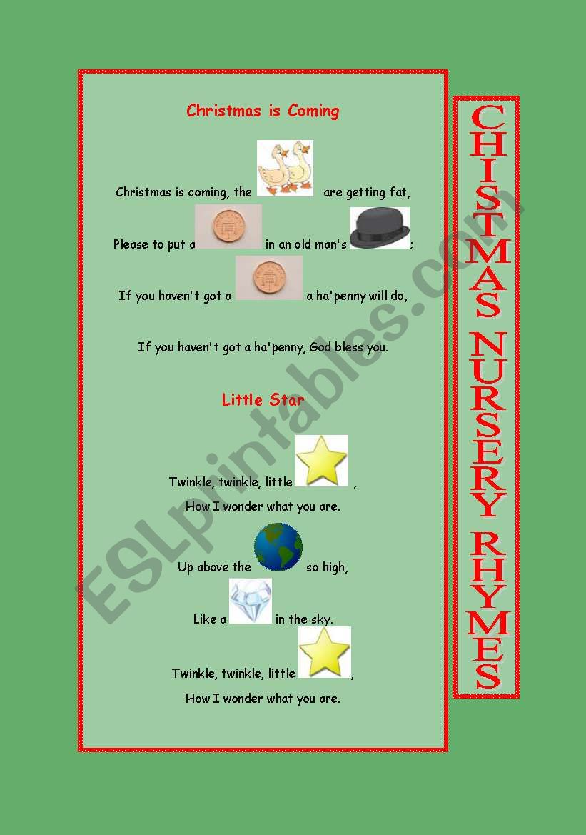 Christmas Nursery Rhymes worksheet
