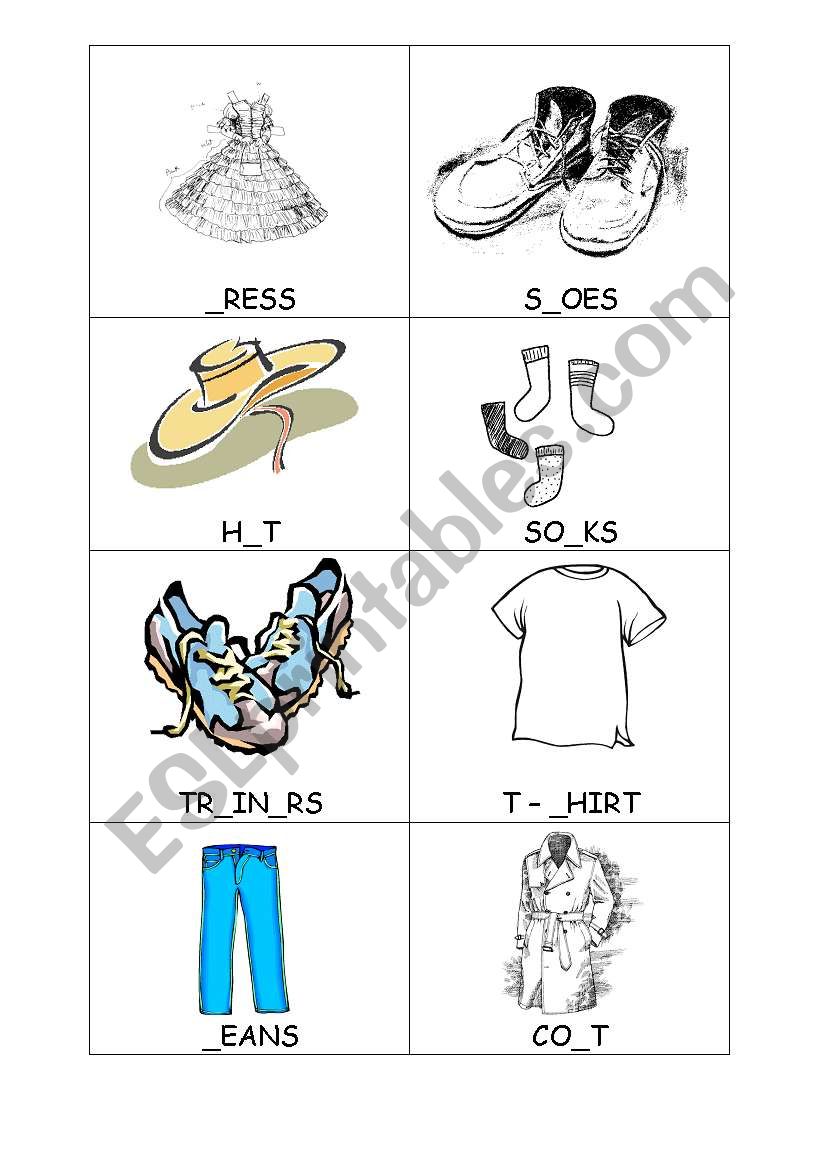 Clothes - spelling practice worksheet