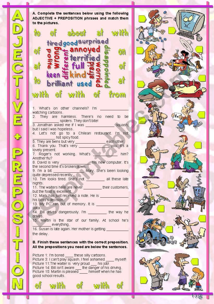 ADJECTIVE + PREPOSITION worksheet