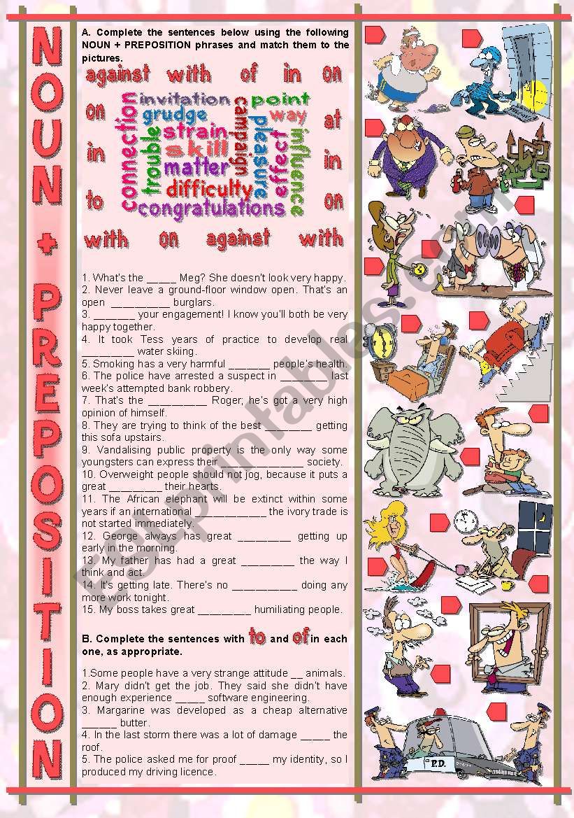 NOUN + PREPOSITION worksheet