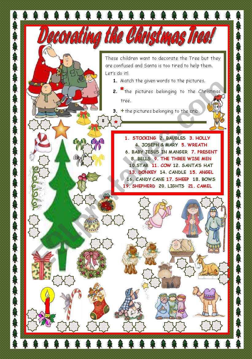 DECORATING THE CHRISTMAS TREE worksheet