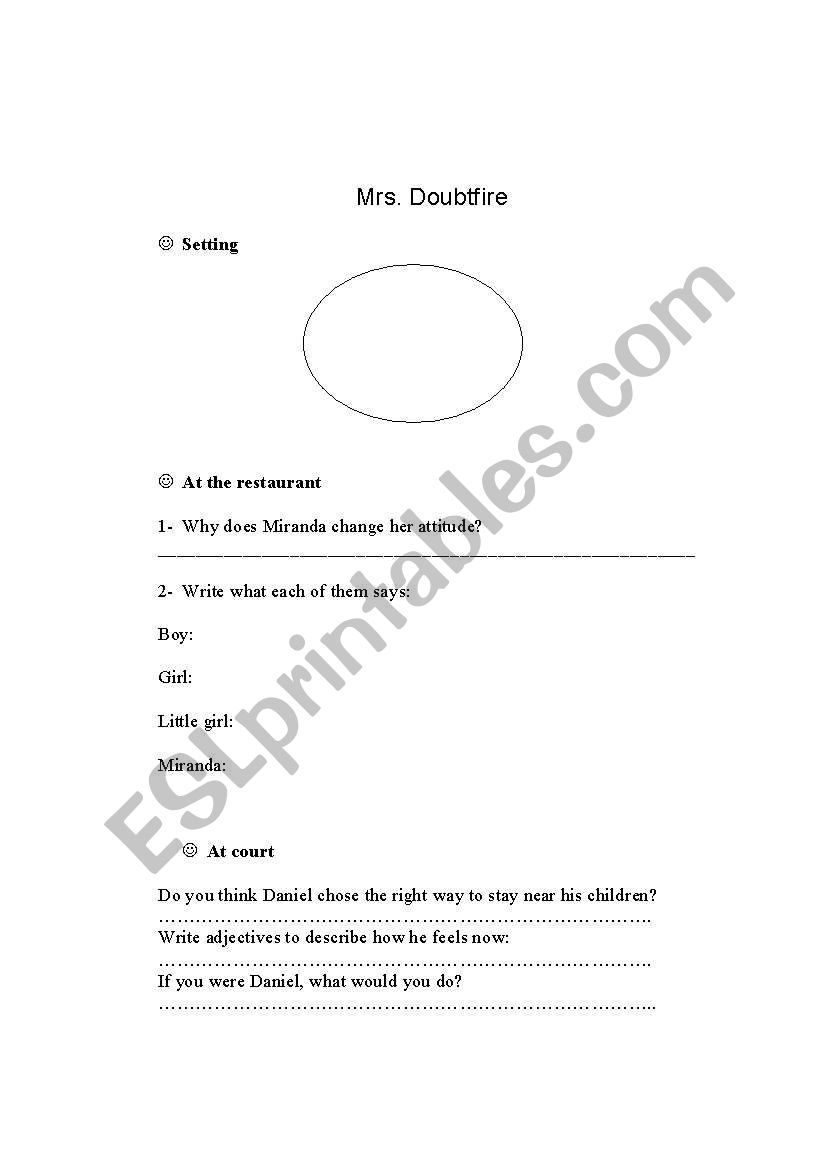 Mrs. Doubtfire worksheet