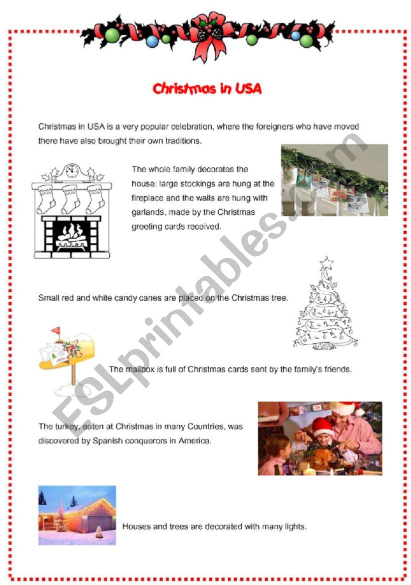 Xmas in USA worksheet