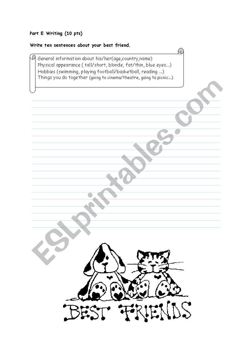 write about your best friend worksheet