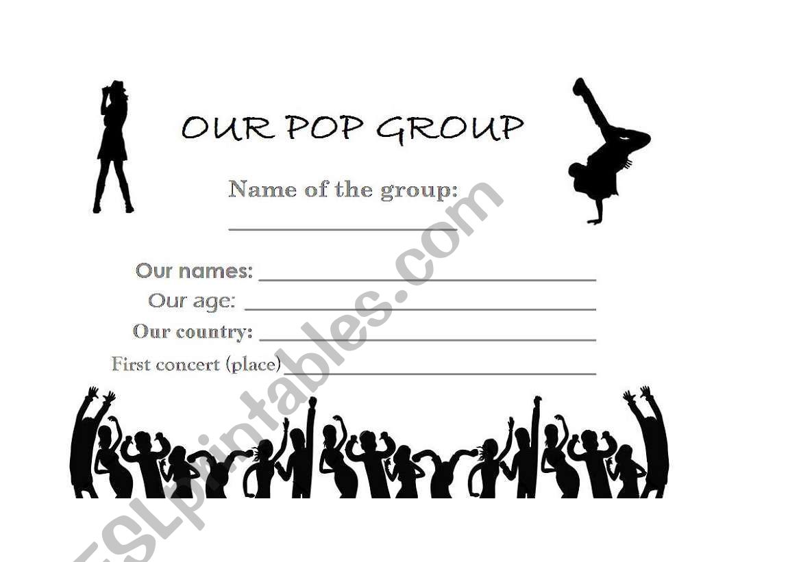 Our pop group worksheet