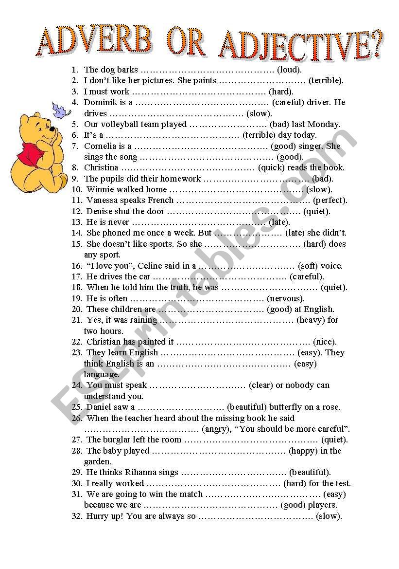 Adverb or Adjective  worksheet