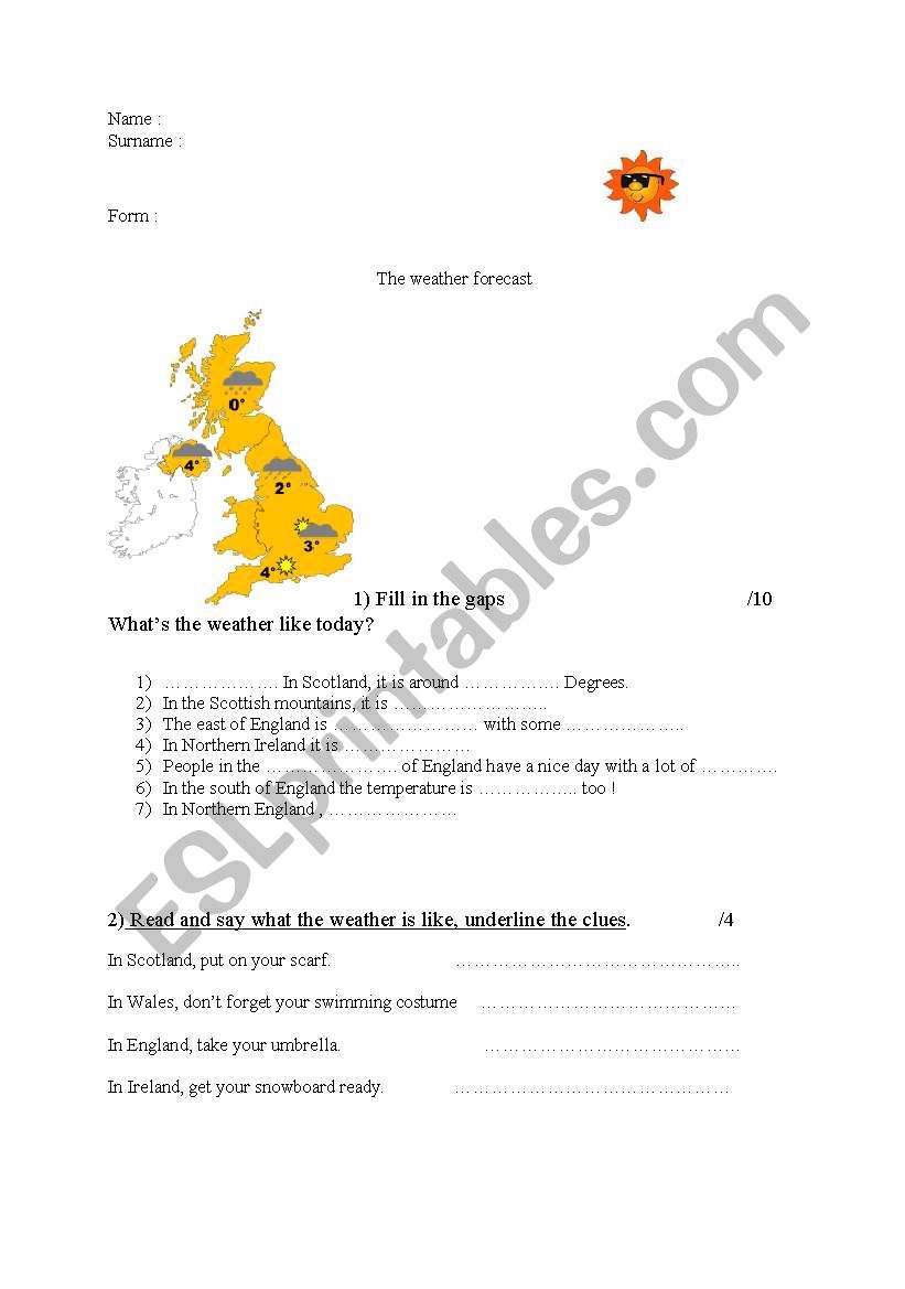 weather forecast worksheet worksheet