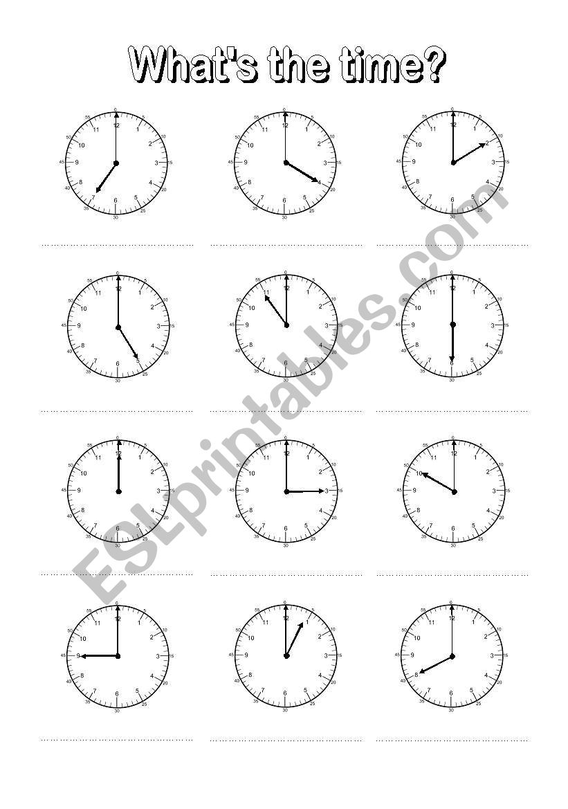 Whats the time? 1 worksheet