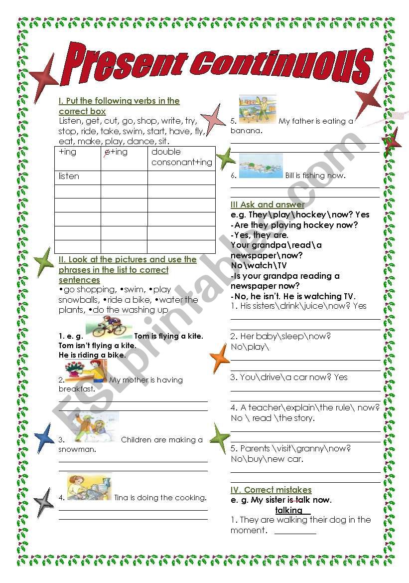 Present continuous worksheet