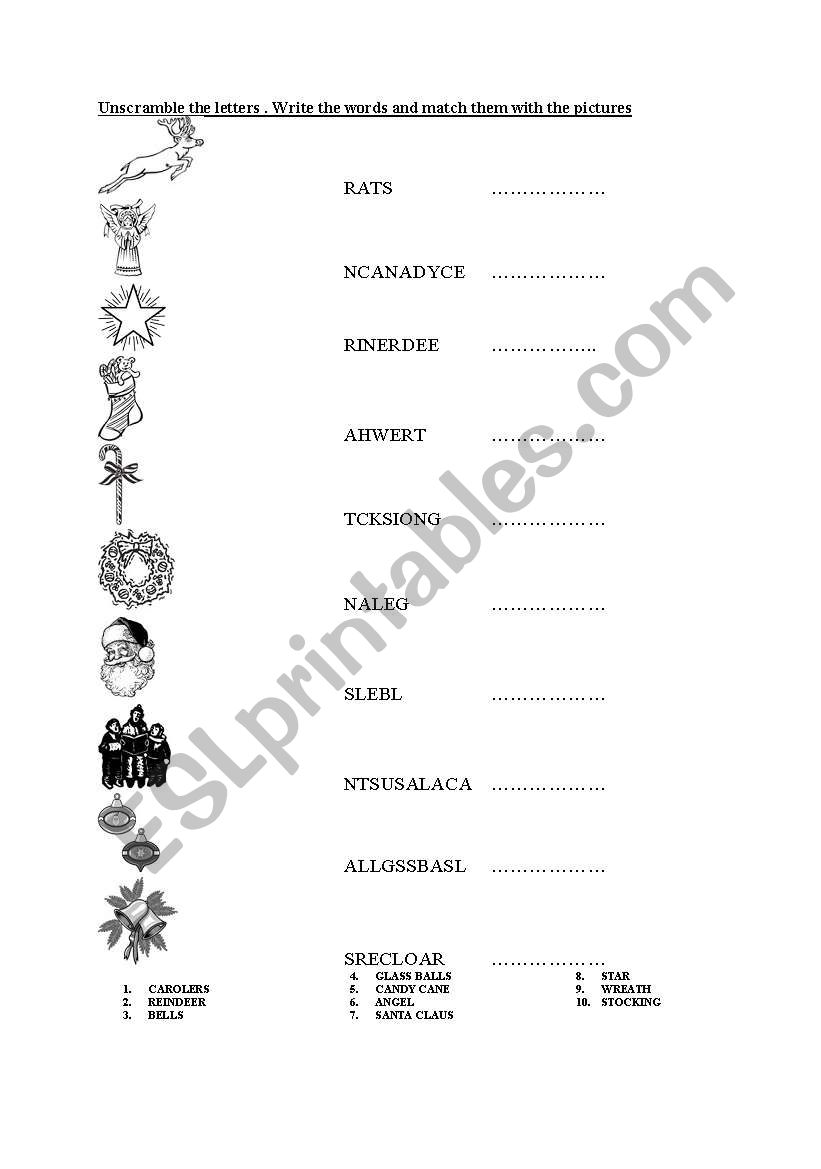 CHRISTMAS VOCABULARY worksheet